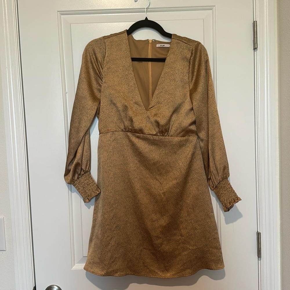 Silky Tan Dotted Dress